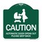 Signmission Caution Automatic Door Opens Out Please Step Back W/ Graphic Alum Sign, 18" x 18", GW-1818-24287 A-DES-GW-1818-24287 - alternate 1